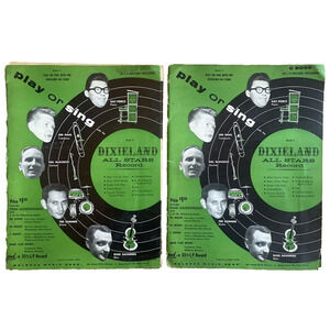 DIXIELAND All Stars Play Sing Music Book Vtg Record (33 1/3) x2 C and Bass Clef